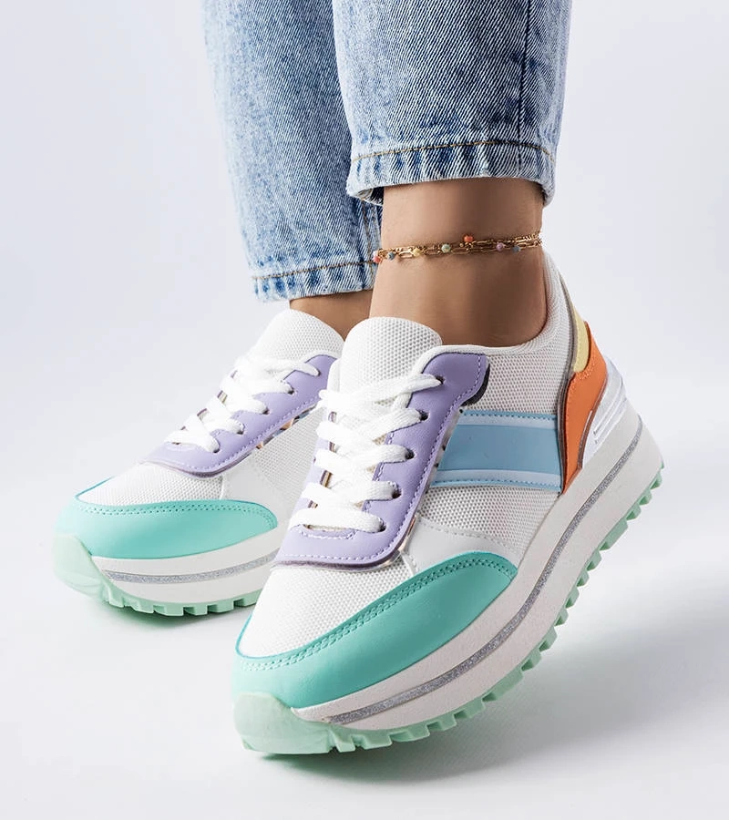 Grüne Sneaker mit Glitzereinsätzen von Lang