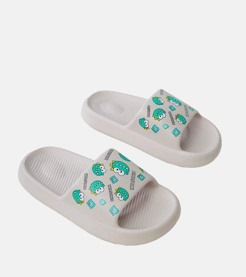 Graue Kinderpantoletten mit Dinosaurier-Print