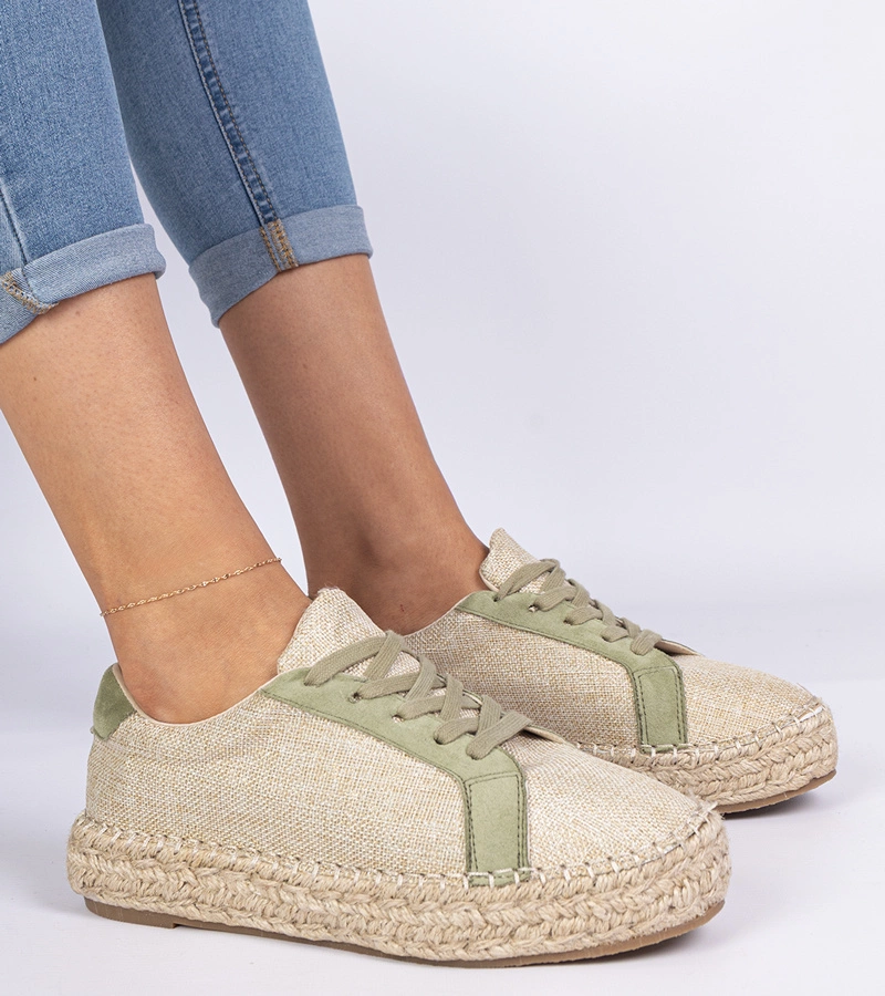 Grüne Damen-Schnür-Espadrilles Malsi