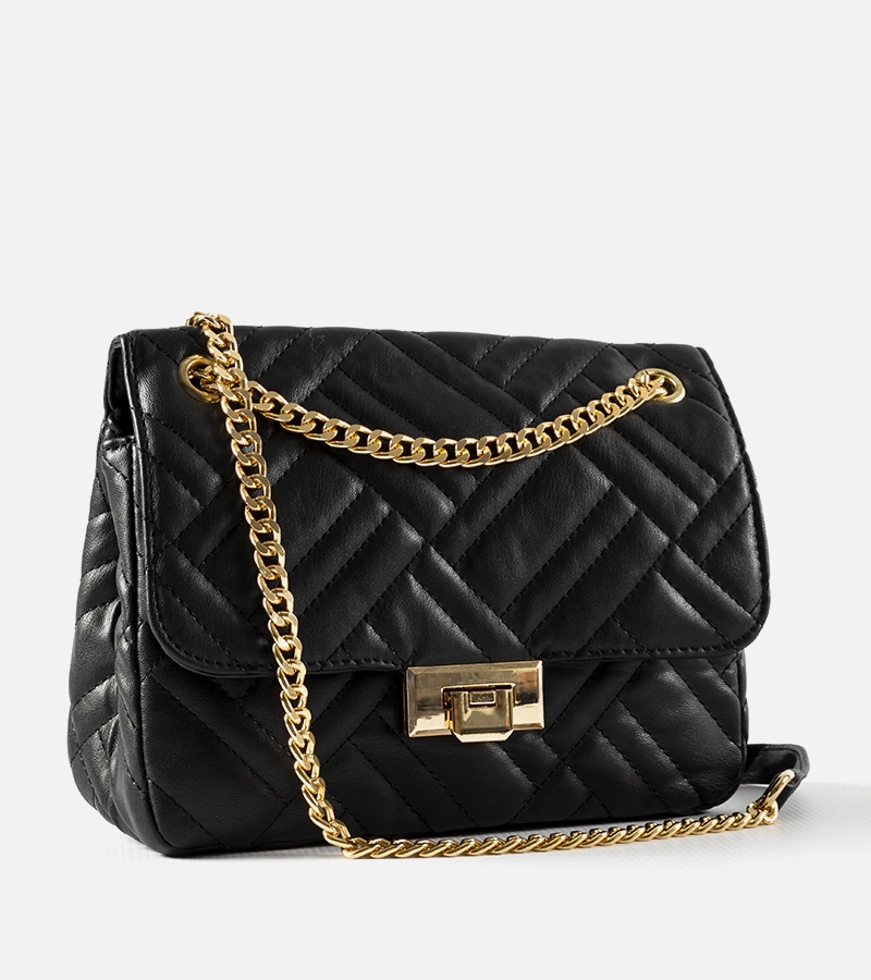 Schwarze gesteppte Farmers Umhängetasche