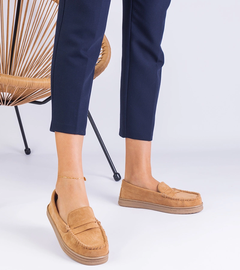 Braune Damenmokassins aus Öko-Wildleder Sevilia