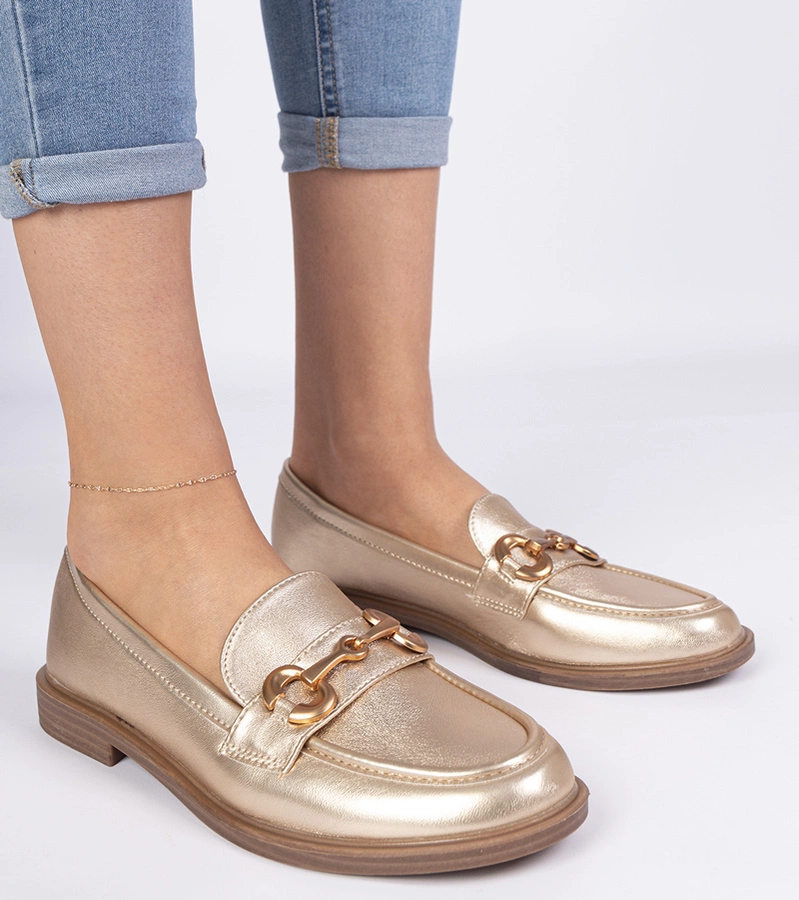 Damen-Goldmokassins mit goldener Verzierung Selanos