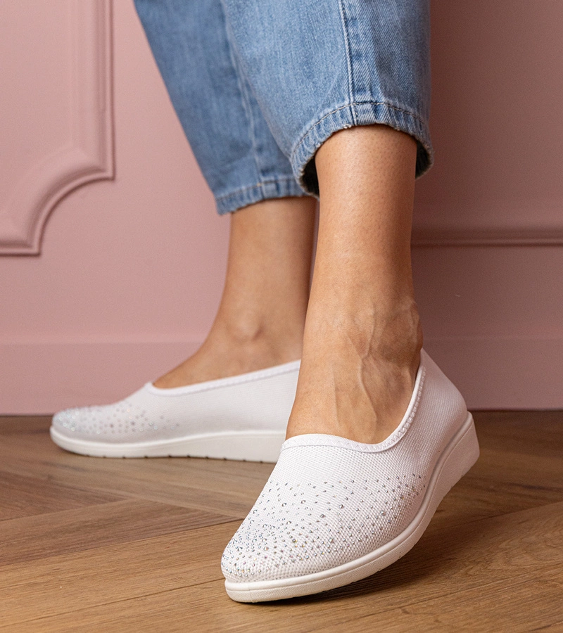 Weiße Damen-Turnschuhe mit Strasssteinen Luizet