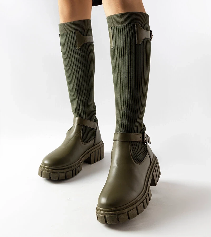 Grüne Stiefel mit elastischem Schaft Courcelle