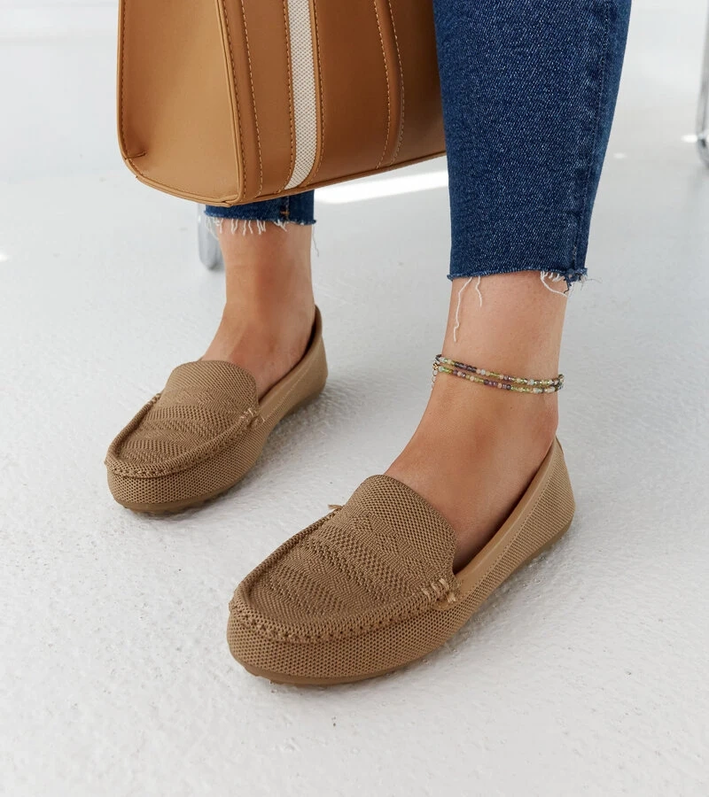 Beige Stoffmokassins Fiammetta