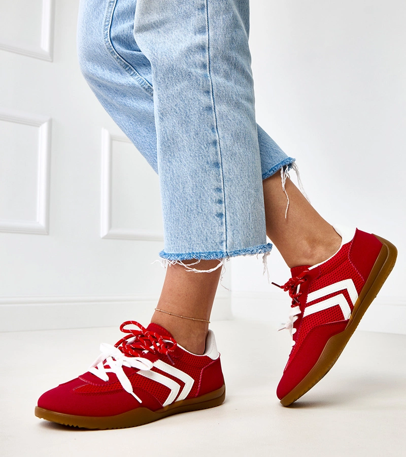 Rote Mesh-Sneaker im Tennisschuh-Stil mit weißem Einsatz Malkan