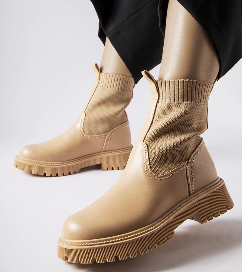 Beige Big Star MM274542 Öko-Wildleder Stiefeletten