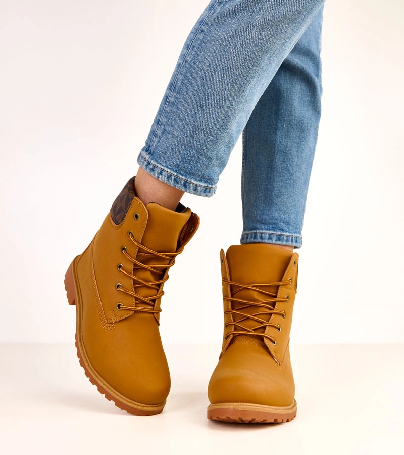 Braune Worker-Stiefeletten mit matter Oberfläche Alicia