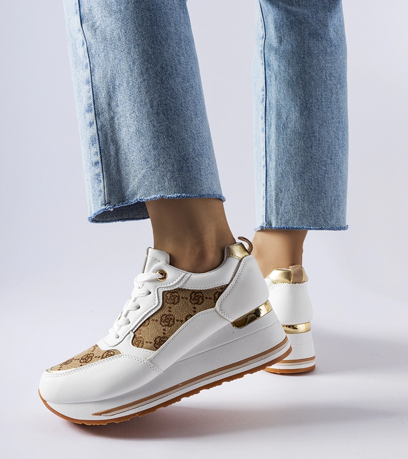 Weiße Keil-Sneaker mit Rouxi-Print