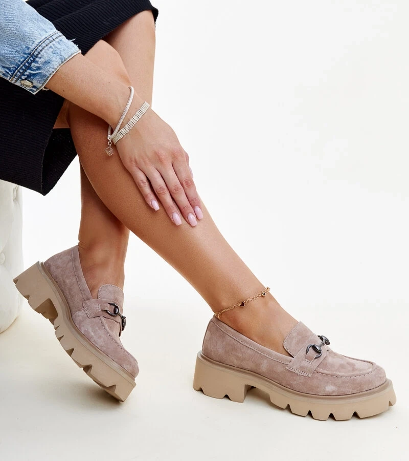 Beige Vinceza Leder Mokassins