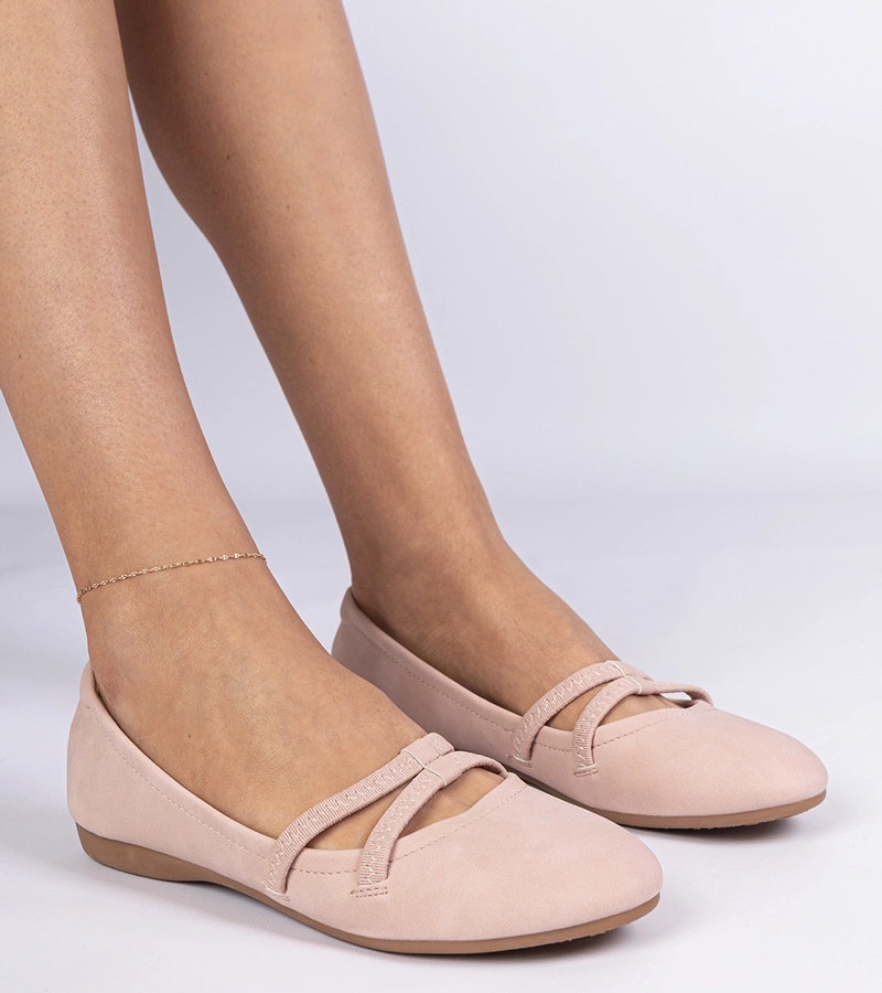 Rosa Damen-Ballerinas aus mattem Kunstleder Baronna