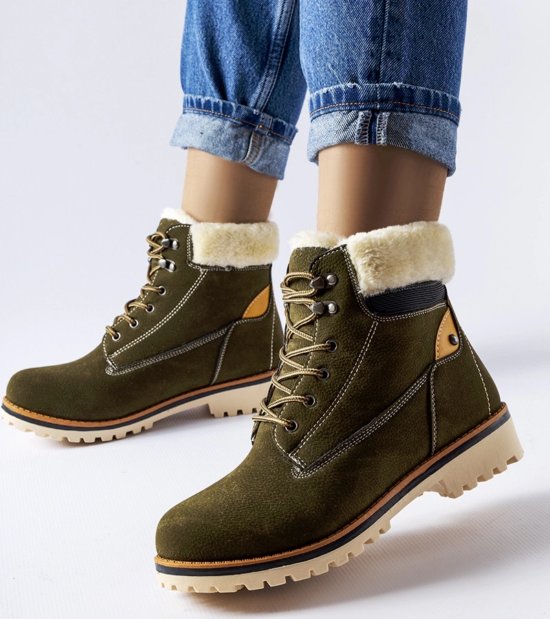 Grüne, gefütterte Montalbino-Trapperstiefel