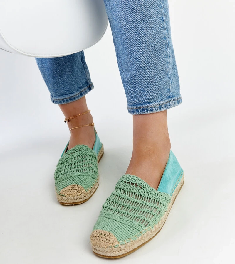 Minzgrüne durchbrochene Espadrilles von Gordana