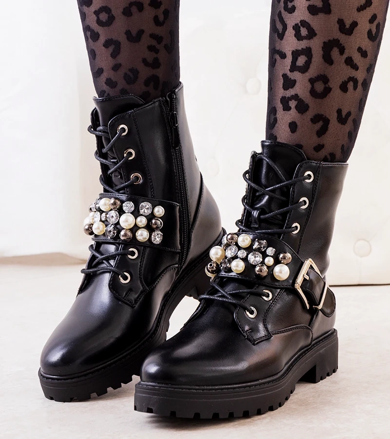 Schwarze Ardore Trapperstiefel