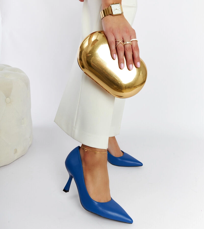 Blaue Nixon Pumps mit niedrigem Absatz