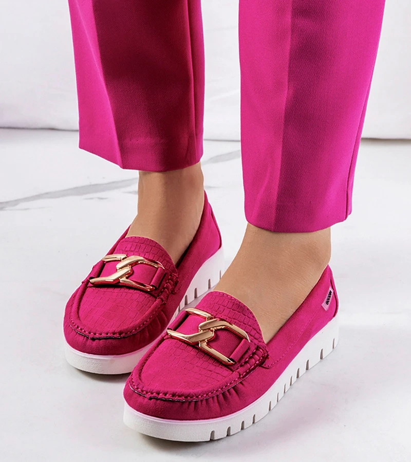 Rosa Mokassins mit Plateau von Campini