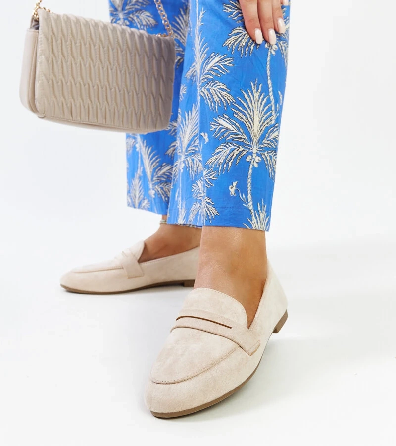 Hellbeige Mokassins aus Kunstwildleder Hennie