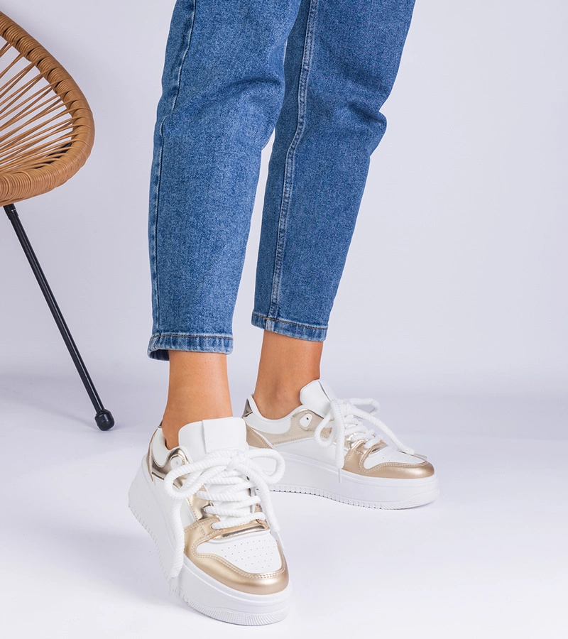 Weiß-goldene Plateau-Sneaker Ivalda