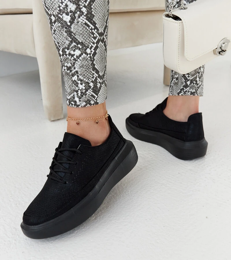 Schwarze Lori Plateau-Sneakers