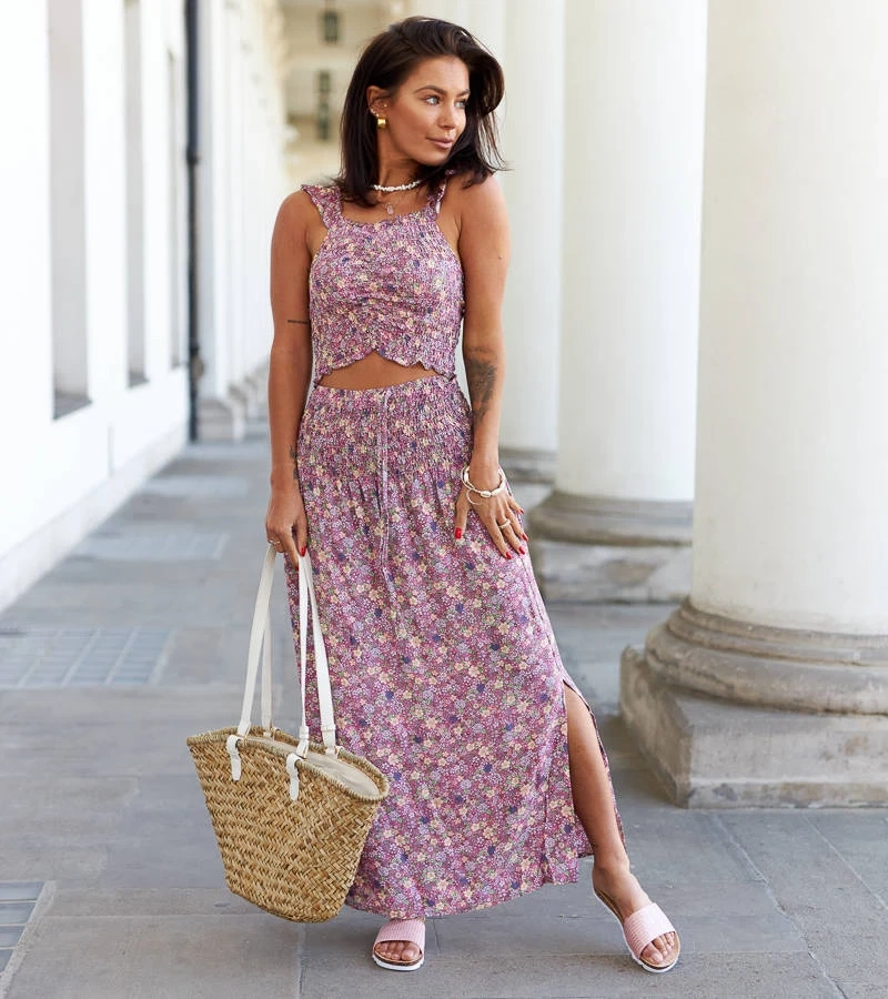 Rosa Set mit Top und Rock Febo