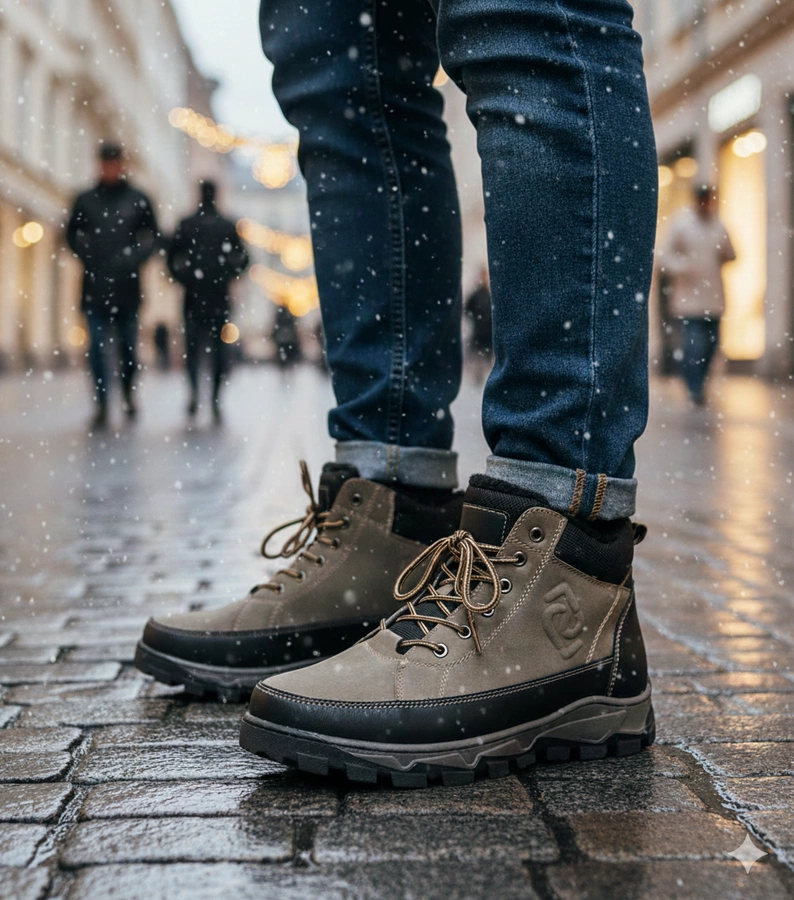 Gefütterte grüne Herren-Trekkingschuhe Elias