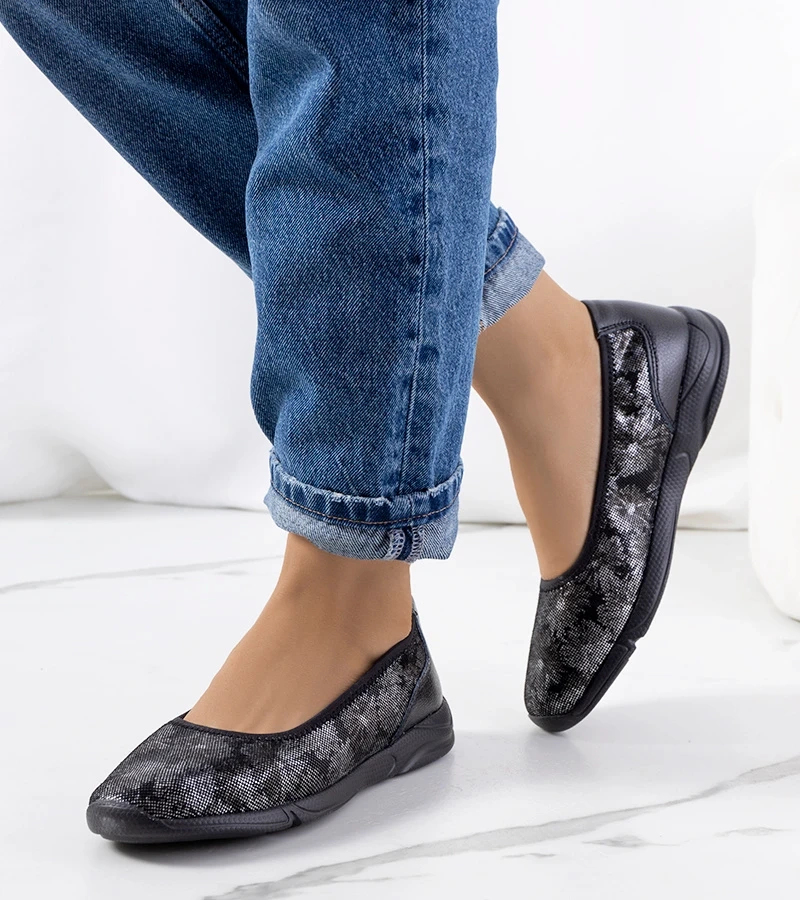 Schwarze Leder-Ballerinas von Bonnert