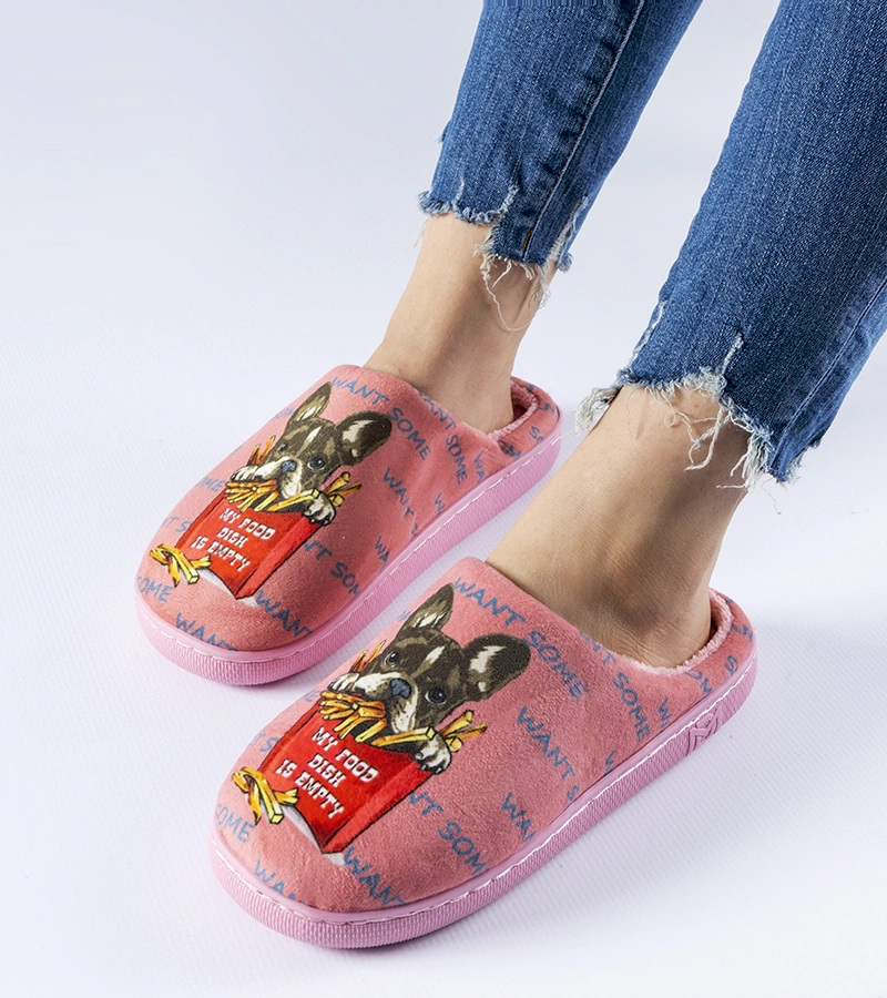 Dunkelrosa weiche Hausschuhe Frenchfries