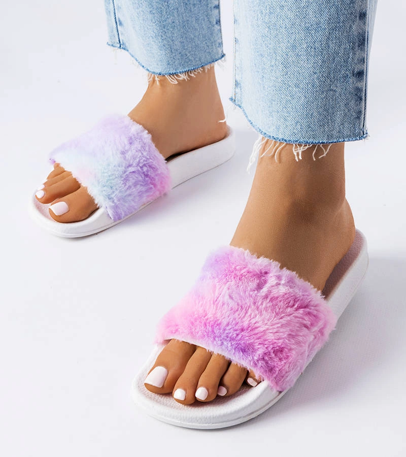 Bunte Pantoffeln mit Fell von Raffaele