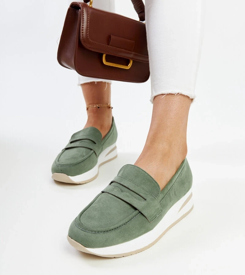 Grüne Wildleder Halbschuhe von Venla