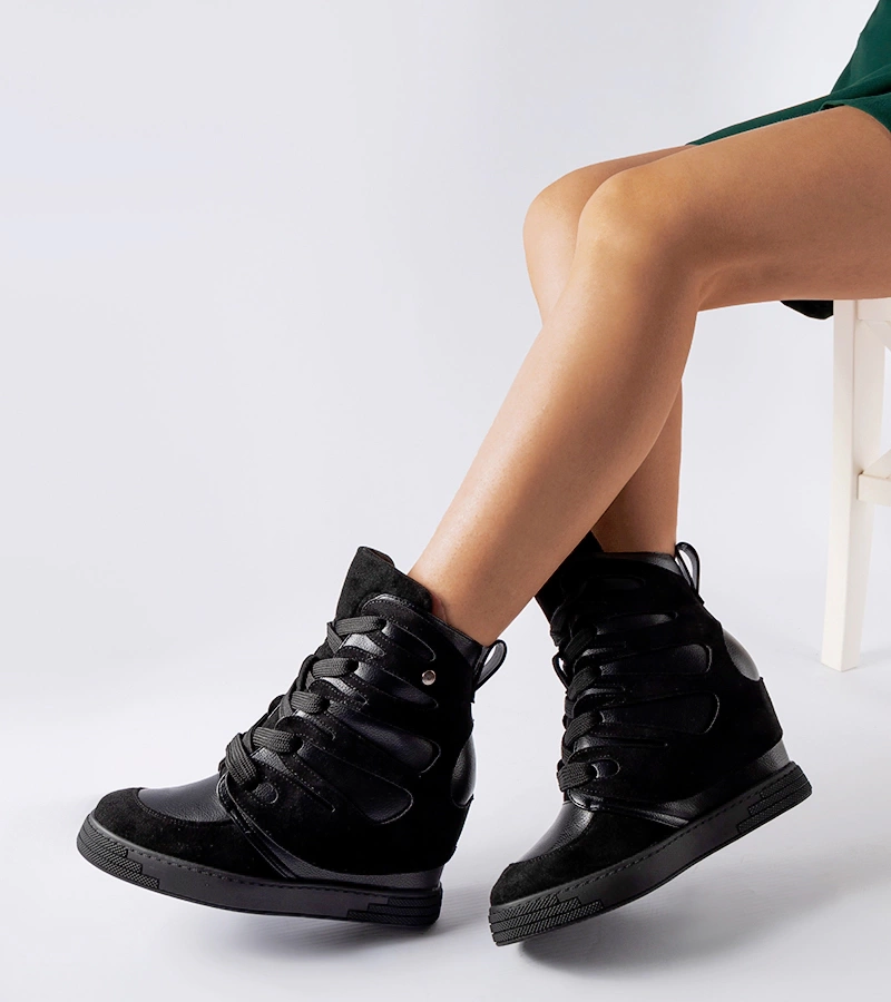 Schwarze Pantaleone Keilabsatz Sneakers