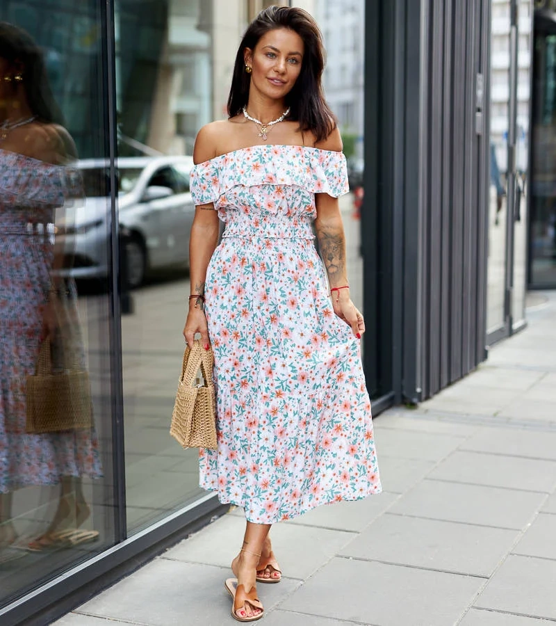 Weißes Set mit bunten Blumen Aurelia