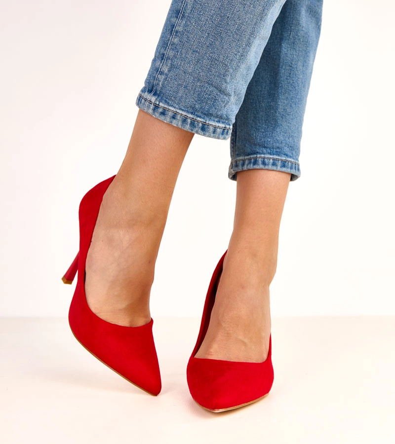 Rote Stilettos aus Öko-Wildleder Alexa