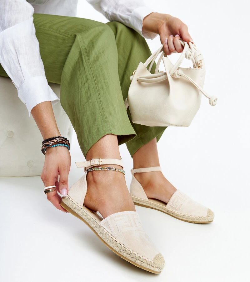 Beige Espadrilles mit dekorativer Stickerei Sonja
