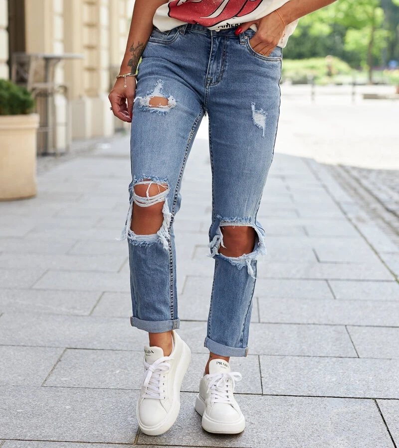 Forconese Mom Fit Jeans mit Abnutzungen