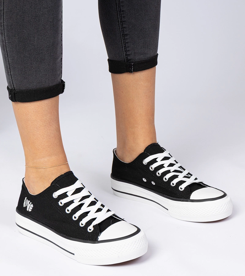 Schwarze klassische Damen-Sneaker Ellana