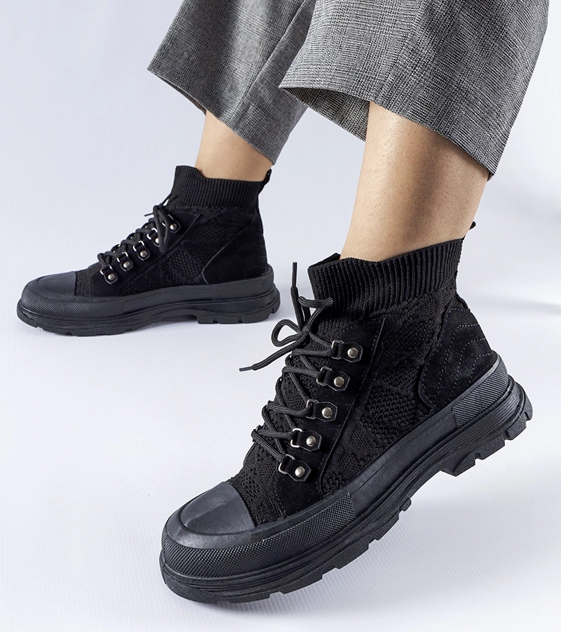 Schwarze hohe Stoff-Sneaker von Casalma