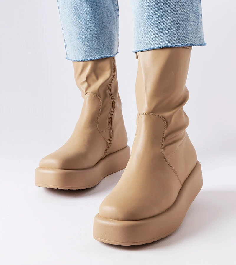 Beigefarbene Valpantena Plateau-Stiefeletten