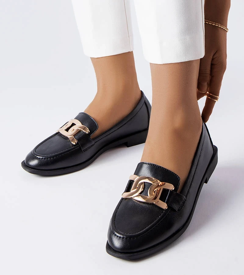 Schwarze Mokassins mit Schnalle von Henrique