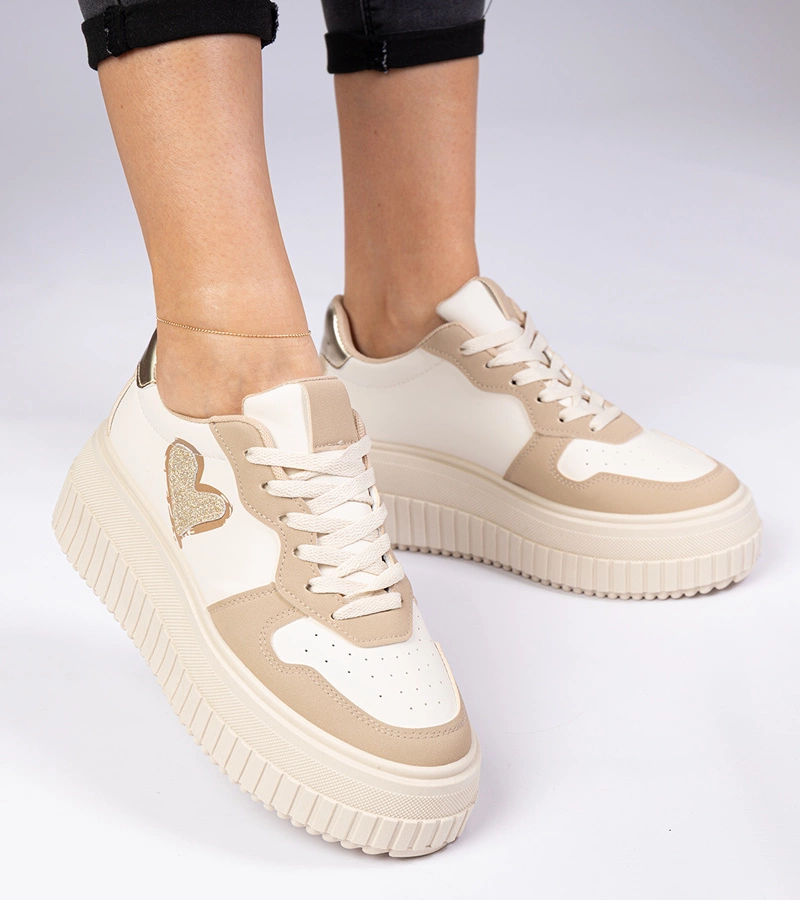 Braune Damen-Sneaker mit glitzerndem Herz Laira