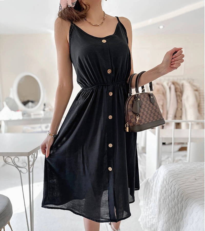 Schwarzes Trägerkleid Plaisance