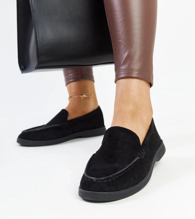Schwarze Wildleder Halbschuhe Rumay