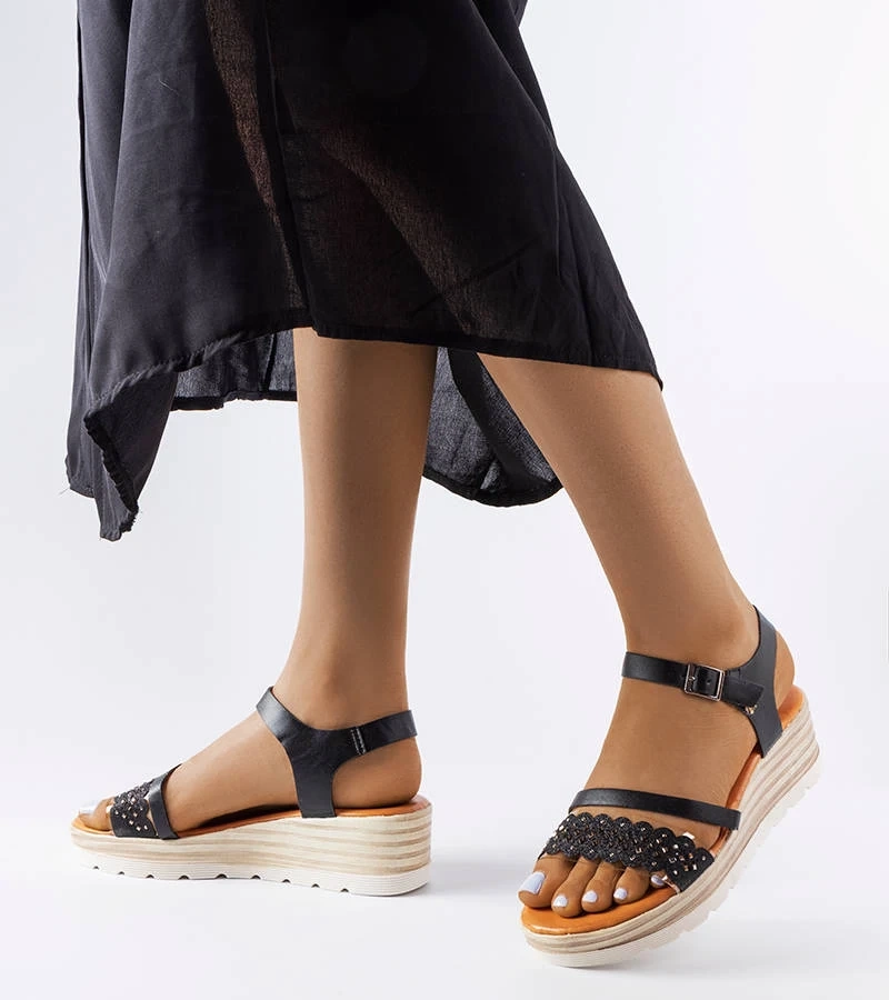 Schwarze Keilabsatz Sandalen von Ferdinando