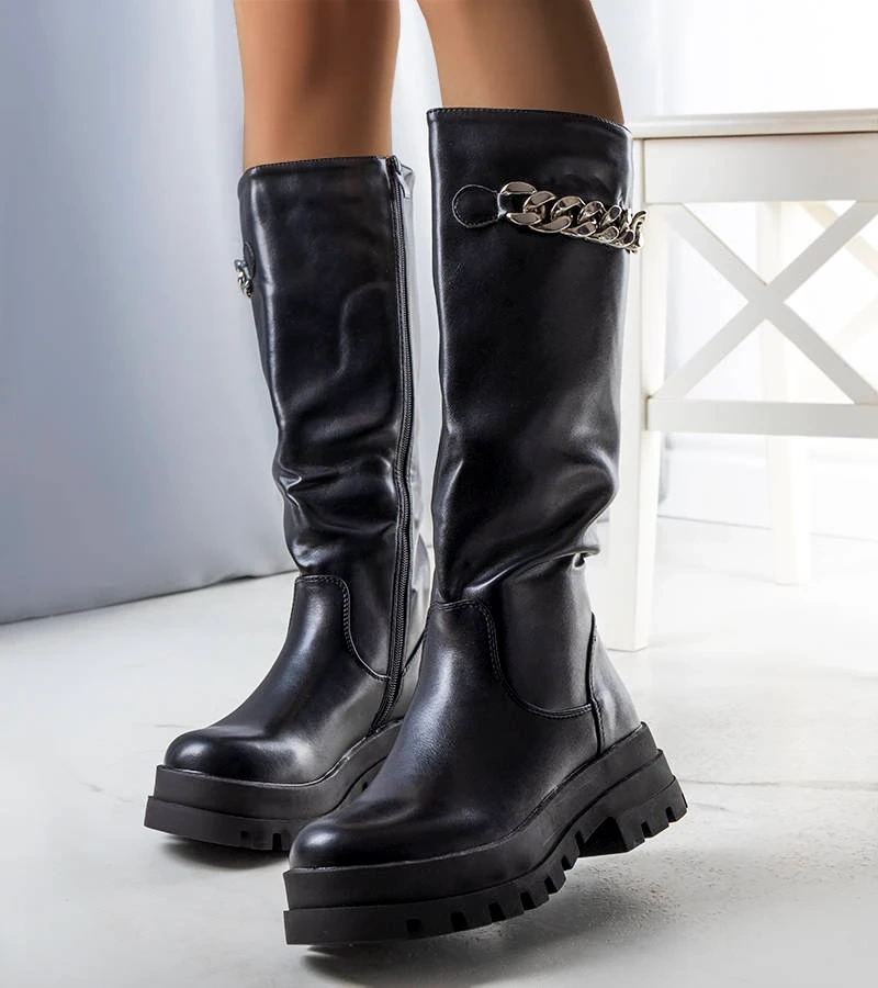 Schwarze gefütterte Stiefel Galina