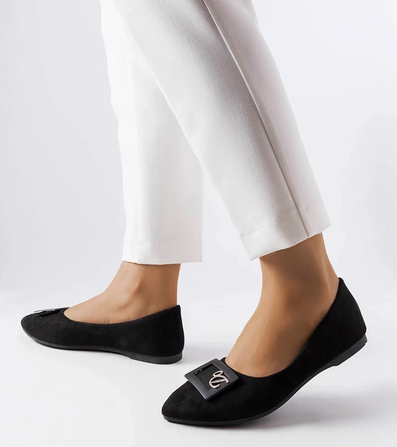 Schwarze Ballerinas verziert mit Fleming Zirkonia