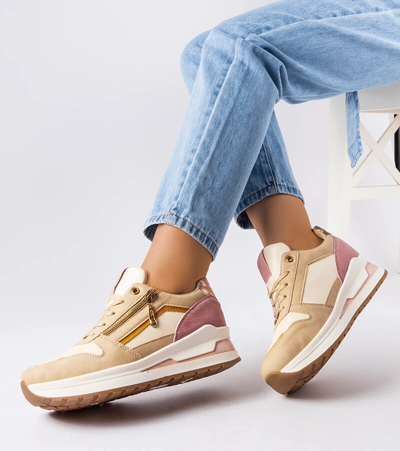 Beige-rosa Delid Sportschuhe Sneakers