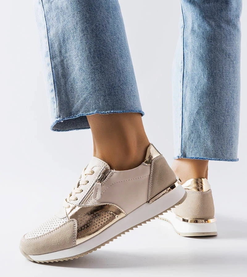 Beige durchbrochene Lederhalbschuhe Galileo