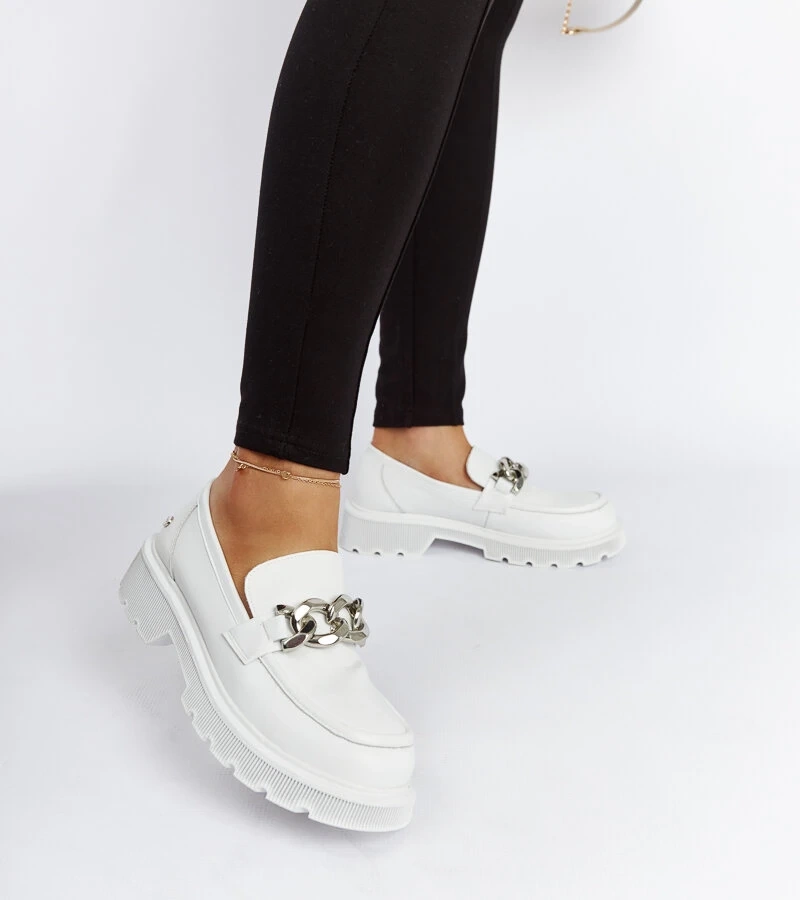 Weiße Leder-Mokassins GOE LL2N4038