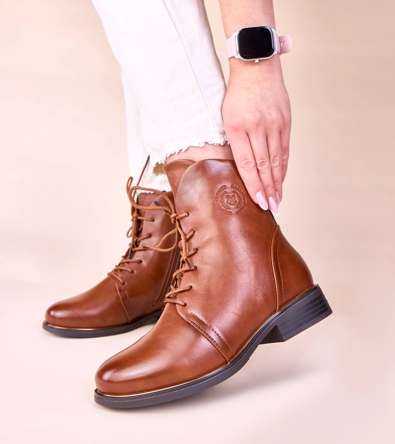 Braune geschnürte Stiefeletten mit Futter Eladia