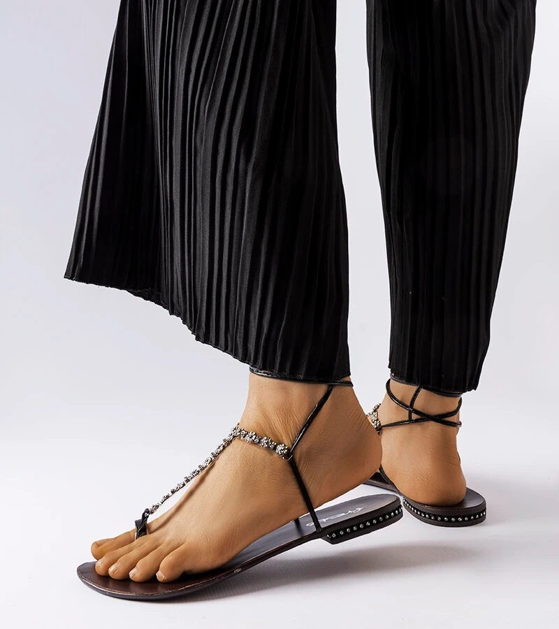 Schwarze Sandalen mit Zirkonen von Troghi