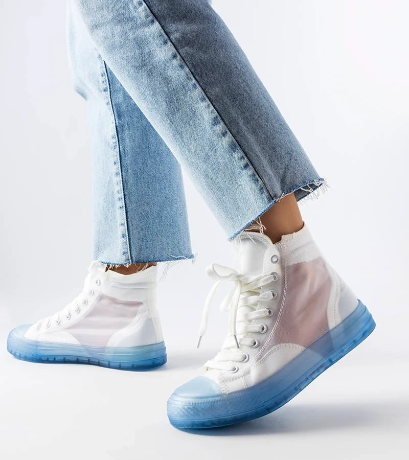 Weiß-blaue Nanterre Knöchel-Sneaker